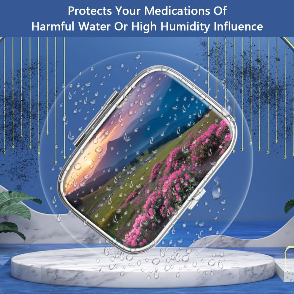 Pill Box 2 Compartment Small Pill Case,Portable for Pocket or Purse Pill Organizer Pill Container Holder to Hold Vitamins, Medication, Fish Oil and Supplements(6PCS)