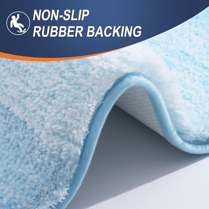 OLANLY Bathroom Rugs Mat 24x16, Extra Soft Absorbent Microfiber Bath Rugs, Rubber Backing, Quick Dry, Machine Washable Bath Mats for Bathroom Floor, Tub and Shower, Home Decor Accessories, Sky Blue