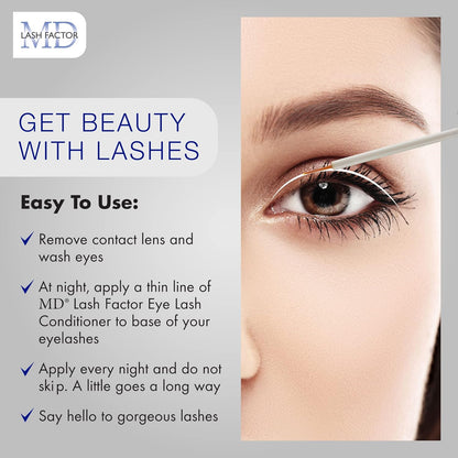 MD Lash Factor Eyelash Conditioner – 0.2 fl oz, 6-Month Supply – Peptide + Biotin Serum for Fuller, Thicker Lashes, Ophthalmologist-Tested
