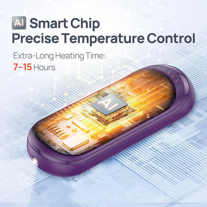 Rechargeable Hand Warmers 2 Pack, 6000mAh Electric Hand Warmer Rechargeable, 2 in 1 Portable Hand Warmers with AI Smart Chips, Outdoor, Hunting, Camping for Family for Christmas