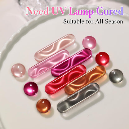 Double Rhythm 6 Colors Cat Eye Gel Polish Set Shimmer Glitter with Magnet Holographic Reflective Magnetic UV Nail Art Kit (6-Kit 40)