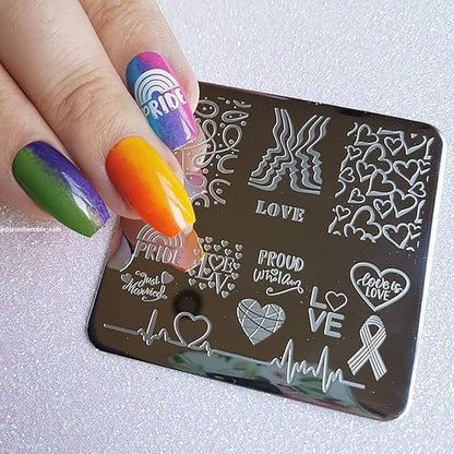 Rainbow nail art stamping plates