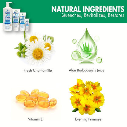 Aloe All Over Super Moisturizing Dry Skin Lotion, 3-Pack, 8 oz, 72% Aloe Vera Gel. Safe for Everyone, Ends Flaking and Restores Dry Skin Fast