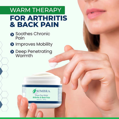 Sombra Warm & Cool Pain Relief Gel, Warm Relief for Arthritis and Chronic Pain Pre-Workout Muscle Rub, Cold for Swelling, Soreness, Post-Workout, Free of Artificial Fragrances, 8oz Per Jar
