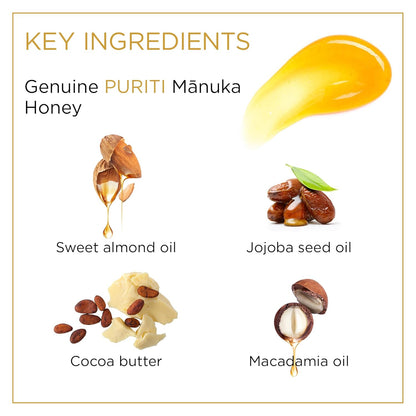 PURITI Manuka Honey Lip Balm – 3pack Soothing & Moisturizing, Enriched with Almond, Jojoba, Macadamia Oils, Cocoa Butter, Hydrating for Dry & Chapped Lips, 100% Genuine New Zealand Manuka Honey