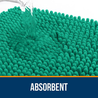 OLANLY Bathroom Rugs 36x24, Extra Soft Absorbent Chenille Bath Rugs, Rubber Backing Quick Dry, Machine Washable Bath Mats for Bathroom Floor, Tub and Shower, Home Decor Accessories, Emerald