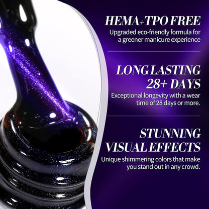 Born Pretty Dark Purple Cat Magnetic Eye Gel, Hema&TPO Free Glitter Cat Magnetic Gel Polish,Fall Winter Magnetic Nail Polish for Nail Art Manicure Salon DIY at Home 15ML