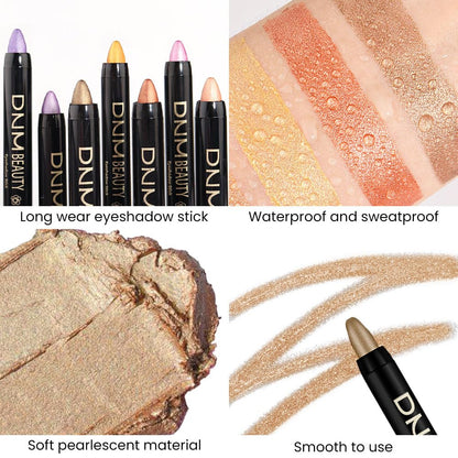 evpct Light Khaki Shimmer Cream Eye Shadow Brightener Sticks Set for Eyes, Khaki Shimmery Matte Pencil Eye shadow Applicator Stick Pen Palette Makeup Waterproof sombras en crema para ojos 04#