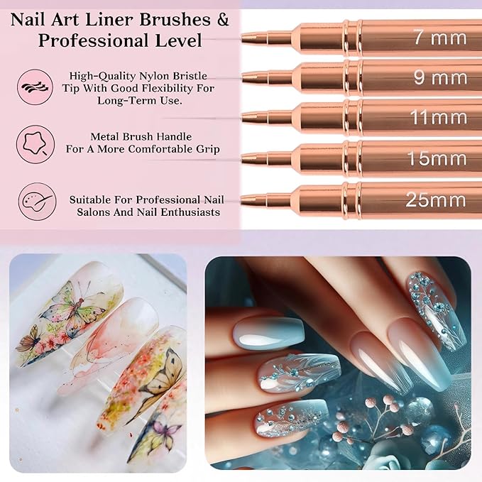 5pcs Nail Art Liner Brushes,Liner