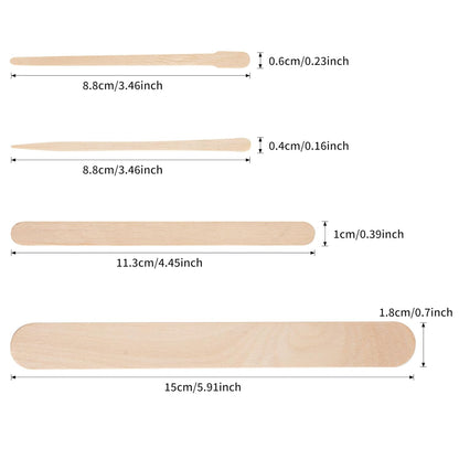 4 Style 1000 Pcs Waxing Sticks Assorted Wax Applicator Sticks for Body Legs Face with Small Medium Large Sizes Wood Popsicle Sticks for Waxing Or Wood Craft Sticks