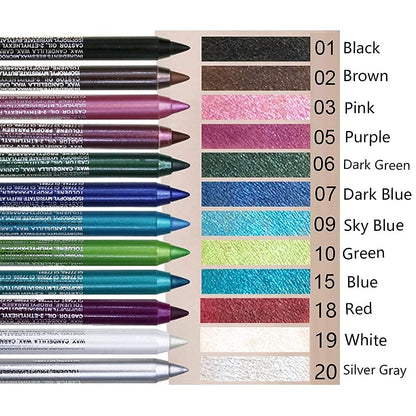 evpct 12Pcs Green Blue White Black Brown Purple Color Gel Glitter Eyeliner Pencils Set for Women Waterline Waterproof Smudge Proof lapiz de ojos delineador de ojos contra el agua Eye Liner Makeup 1