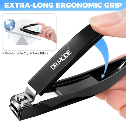 DRMODE Nail Clippers for Men with Catcher, Anti Splash Self-Collecting Finger Nail Clippers Adult with Ergonomics Long Handle, Heavy Duty Mess Free Toenail Clippers Nail Cutter Unique Gifts for Women