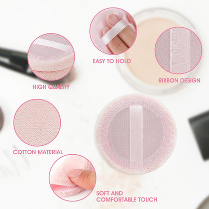 12PCS Makeup Powder Puffs Pink Cotton Powder Puffs Round Powder Puff for Makeup Face Powder Velour Puffs for Loose Powder Washable (pink+skincolor-12pcs)