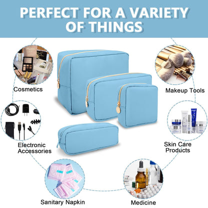 Mini Makeup Pouch for Purse, Small Cosmetic Bag Pouch Nylon Travel Toiletry Organizers Bag for Women Girls, Cute Zipper Coin Purse Preppy Storage Purse for School Work(Mini-Periwinkle)