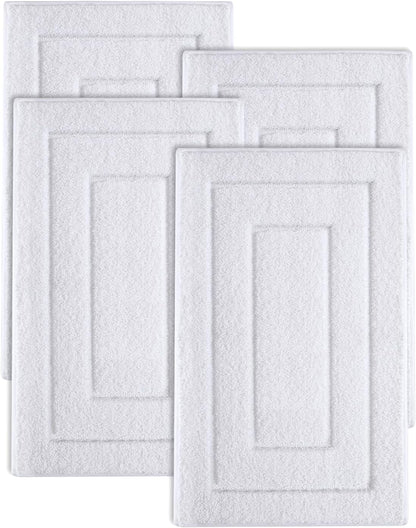 DEXI Bathroom Rug Set 4 Piece 32x20, Non Slip Washable Bath Mat for Shower Floor, Absorbent Soft Bathmat with Rubber Backing, Quick Dry Microfiber Carpet, White