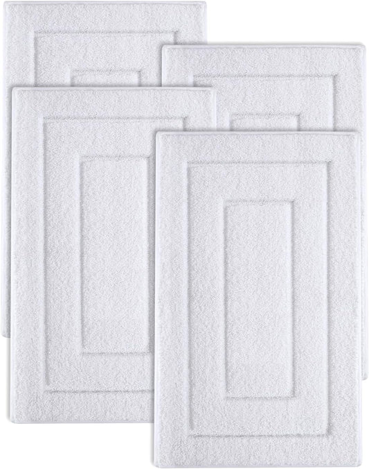 DEXI Bathroom Rug Set 4 Piece 32x20, Non Slip Washable Bath Mat for Shower Floor, Absorbent Soft Bathmat with Rubber Backing, Quick Dry Microfiber Carpet, White