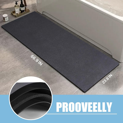 Diatomaceous Earth Bath mat Bathroom Rugs Super Absorbent Quick Dry Non Slip Bath Mat Thin Bathroom Floor Mats Fit Under Door-Shower Rug for in Front of Bathtub Shower, Dark Grey, 23.6"x47.2"