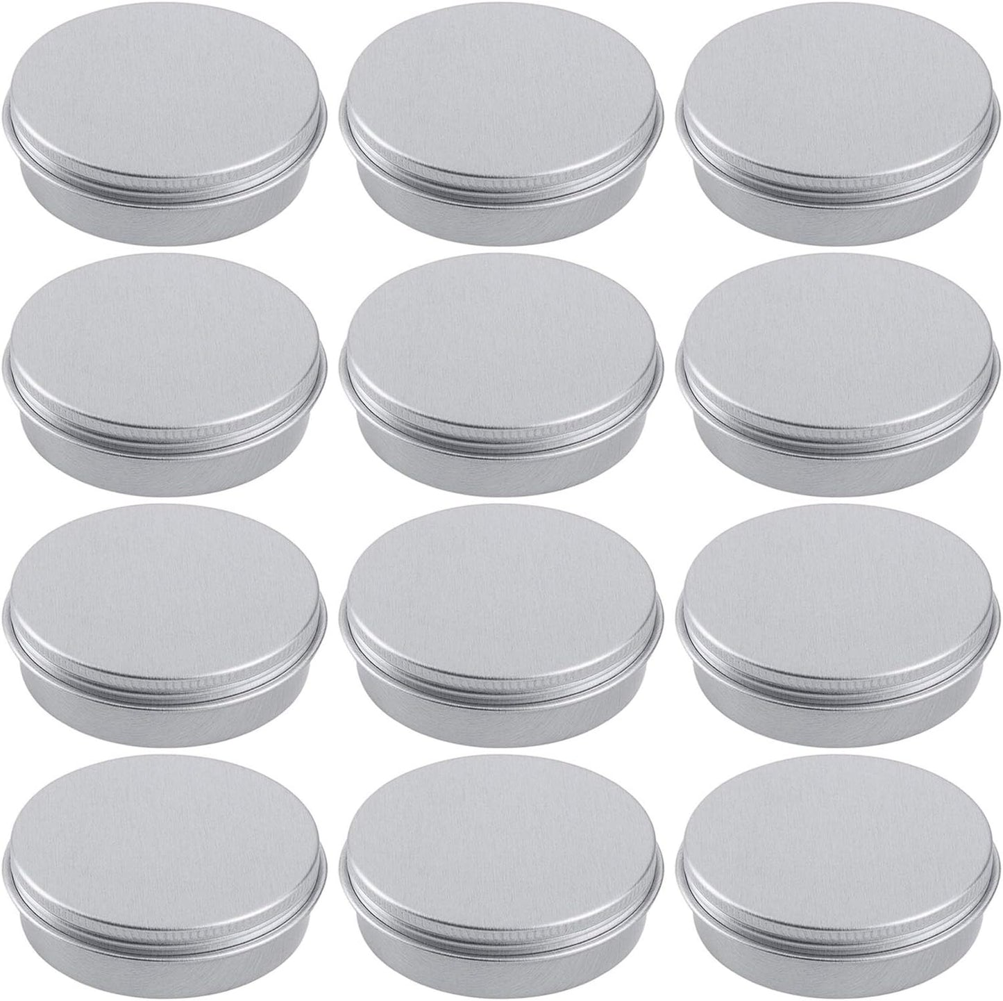 4 Ounce Aluminum Tin Jar Refillable Containers 120 ml Aluminum Screw Lid Round Tin Container Bottle for Cosmetic,Lip Balm, Cream, 12 Pack.