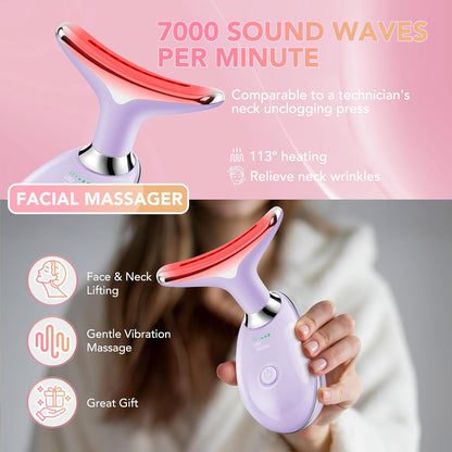 Red-Light-Therapy-for-Face, Facial Massager Wand with 7 Color - Birthday, Christmas, Mothers Day, Valentines Day, Self Care Gifts for Her Women Mom Best Friend Wife Teacher (Purple)