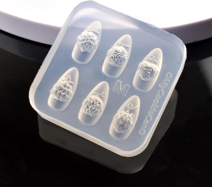 3D Flowers Nail Mold Devil Fruit Carving Template Silicone Nail Tools for Resin Charms Manicure DIY Supplies