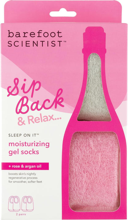 Barefoot Scientist Sleep On It Overnight Moisturizing Gel Socks, Nourish Your Feet, Sip Back & Relax, Pink and Champagne, 2 Pack