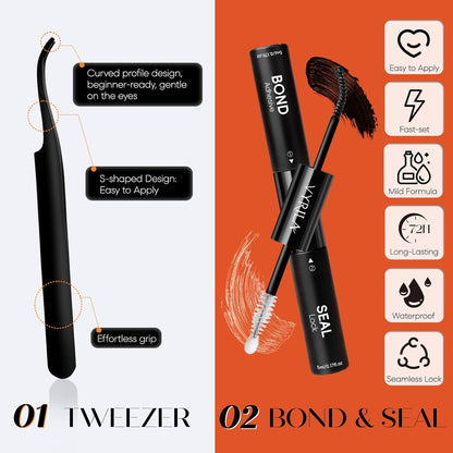 Lash Clusters Kit-VYRILA 0.07mm Wispy 8-14mix C Curl Eyelash Clusters with Lash Bond and Seal Waterproof, Eyelash Tweezers (S03+S05 KIT 138pcs-8-14mix)