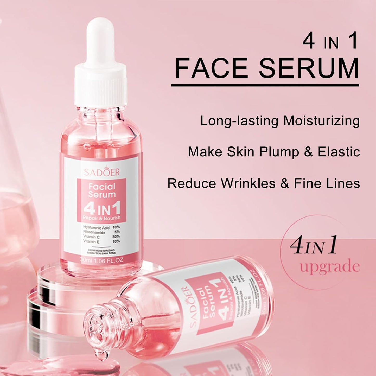 4 IN 1 Face Care Kit, Gifts for Women, Anti Aging Skin Care Set, Reduce Wrinkles with Hyaluronic Acid, Niacinamide, Vitamin C, Vitamin E, Daily Skin Care Routine, Face Skin Care Kit for Women Gift