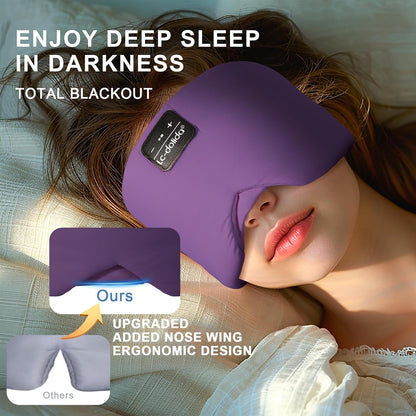 LC-dolida Sleep Mask with Bluetooth Headphones, Ice Silk Sleep Headphones with Bluetooth 5.4, Total Blackout Eye Mask for Sleeping, Sleep Soft Mask for Women Men, All Night Sleep, Travel(Purple)