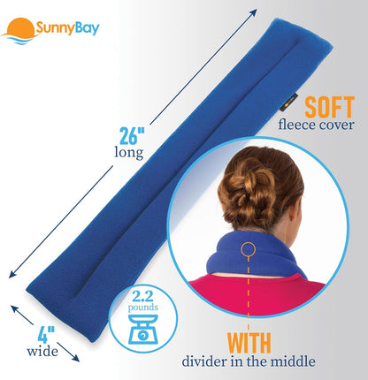 SunnyBay Microwave Heating Pad, Microwavable Moist Heated Neck and Shoulder Wrap, Versatile Weighted Beanbag Cold Pack or Warm Compress for Pain Relief, 26x4 Inches, Made in USA, Sky Blue