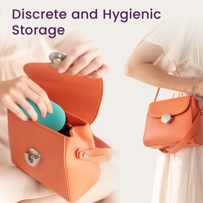 EcoBlossom Menstrual Cup Case and Sterilizer - Reusable Silicone Sterilizing Holder - Cleaner Period for You and Your Disc or Cup - Portable Cleaning Container & Microwave Steamer (Cyan)