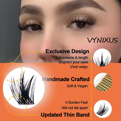 Eyelash Clusters Fluffy Lash Clusters Wispy Individual Lashes WideSpan Cluster Eyelash Extensions Natural Cluster Lashes Ultra-Thin Band (Magic-0.07D-Mix8-16)