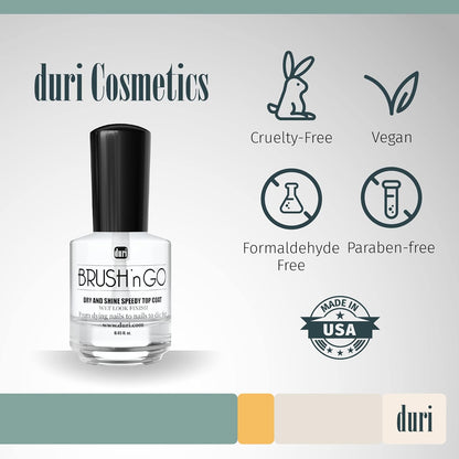 duri Brush'n Go Dry and Shine Speedy Top Coat, Fast Dry Top Coat Nail Polish - 0.45 fl.oz. (pack of 1)