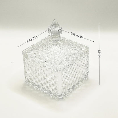 Body Powder Puff and Container - Glass Dusting Powder Container with 2 Soft Puffs Vintage Powder Puff Case for Women & Girls (3.93x3.93x5.9 H in)-GRB009-Transparent