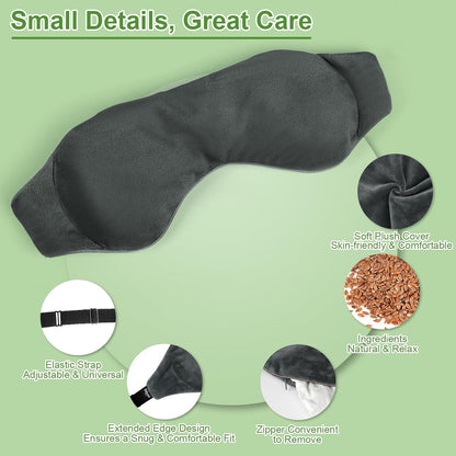 Weighted Eye Mask for Sleeping, Soft Heated Eye Mask, Moist Heat Warm Compress for Eyes, Natural Flaxseeds Microwave Reusable Sleep Mask, Must Haves for Women Spa, Home, Office (Grey)