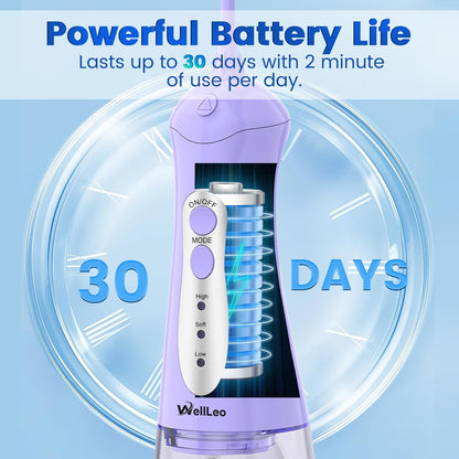 Water Flosser for Teeth, Portable Oral Irrigator Rechargeable Water Dental Flosser Pick with High Pressure 5 Jet Tips, IPX7 Travel Water Flossing for Brace Teeth Cleaner Gum Care