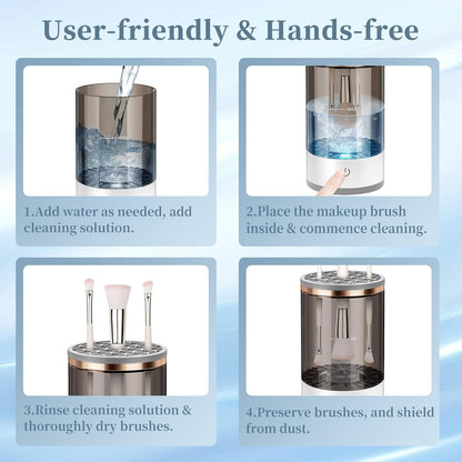 Electric Makeup Brush Cleaner, Quick Efficient Machine for Deep Cleaning All Types of Brushes, Portable Compact Design for Travel Home Use, for Makeup Lovers & Professionals