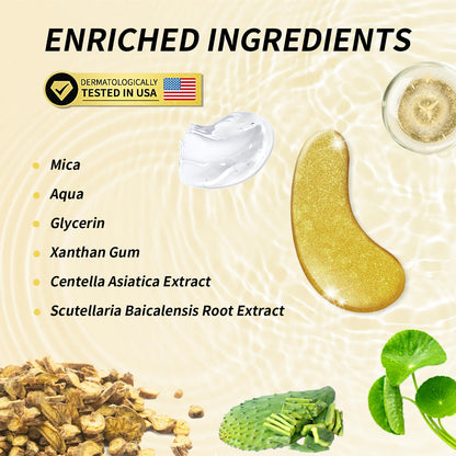 Under Eye Patches, Dermatology Golden Eye Mask with Amino Acid & Collagen, Cooling Eye Care for Wrinkles, Puffy Eyes & Dark Circles, Skincare Treatment for Men & Women, USA Tested, 20 Pairs