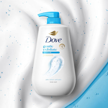 Dove Body Wash with Pump Gentle Exfoliate with Sea Minerals For 24hr Lotion-Soft Skin Moisturizing Skin Cleanser with No Sulfates No Parabens 30.6 oz
