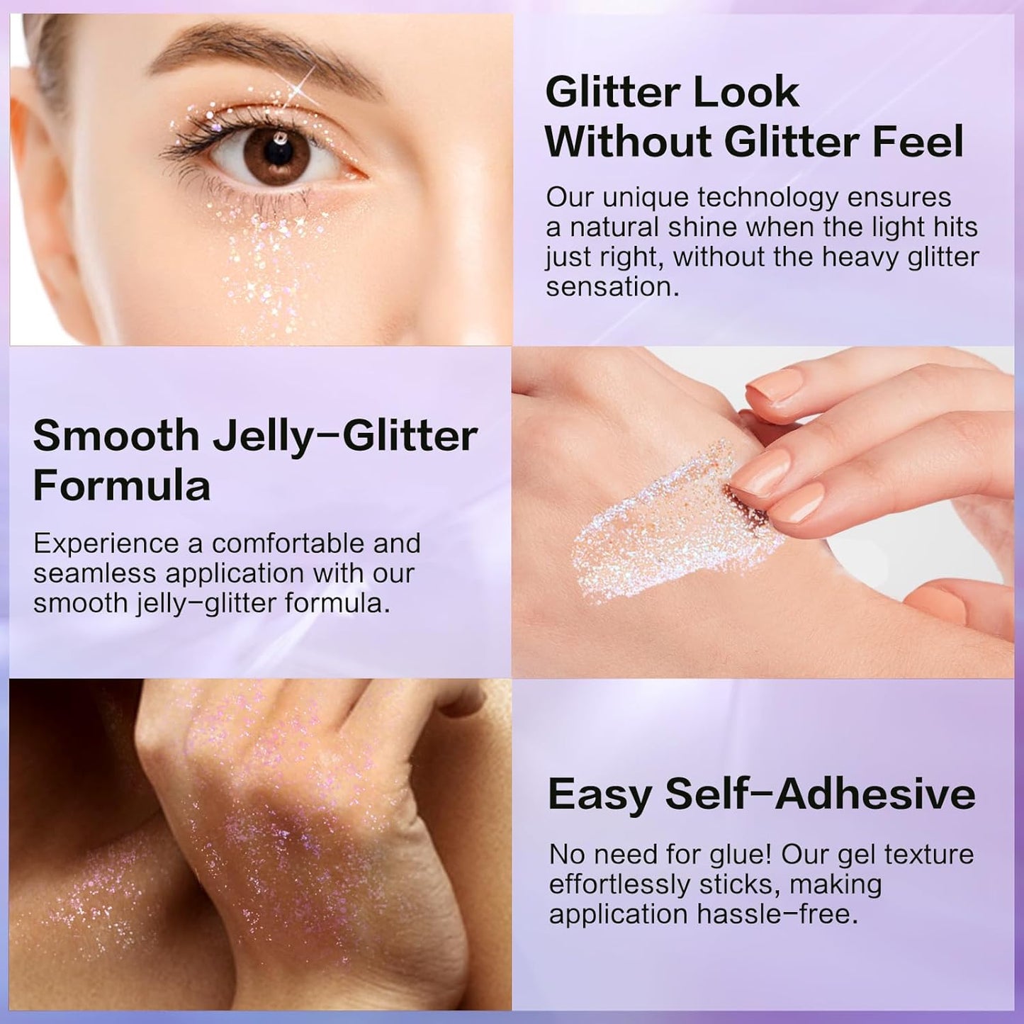 LANGMANNI Holographic Body Glitter Gel for Body, Face, Hair and Lip.Color Changing Glitter Gel Under Light. Vegan & Cruelty Free-1.35 oz (8# Golden Starlight)