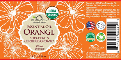 US Organic 100% Pure Sweet Orange Essential Oil - USDA Certified Organic - 30 ml Pack of 2 - w/Improved caps and droppers (More Size Variations Available)