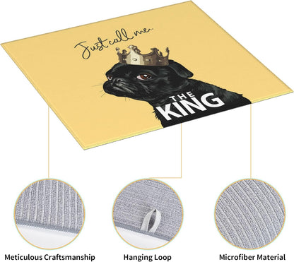 Funny Bulldog Dish Drying Mat for Kitchen Counter Washable Absorbent Reversible Microfiber Cute Dog Drying Pad Kitchen Accessories 16x18 Inch Yellow