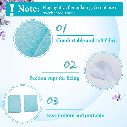 Jetec 2 Pcs Inflatable Bath Pillow with Suction Cup Bathtub Spa Pillow Neck Support Supplies Shell-Shaped Soft Inflatable Cushion Large Small Size Fits All Tub Pool Bath and Bathroom(Blue)