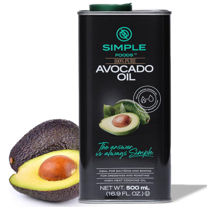 Simple Foods Avocado Oil - 100% Pure, Non-GMO, High Smoke Point, Mild Flavor 16.9 oz