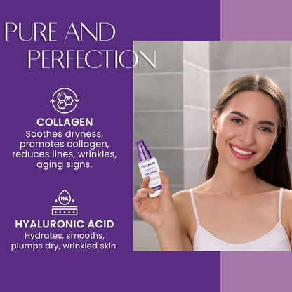Collagen & Hyaluronic Acid Under Eye Serum - Anti Aging - Hydrating, Reduces Puffiness, Dark Circles & Wrinkles - Cruelty Free Korean Skin Care For All Skin Types - 1 oz / 30 ml