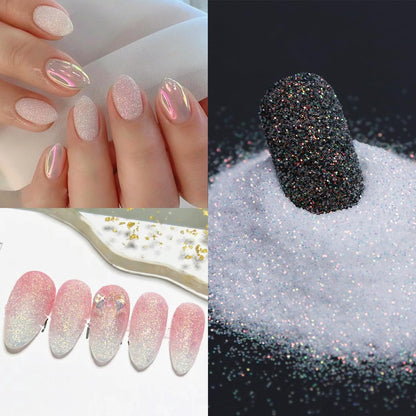 Black White Nail Glitter Powder, 6 Jars Extra Fine Sugar Glitter for Nails, French Tips Dipping Powder, Sugar Sand Coating Effect Sweater Knit Nail Design, Winter Nail Decoration Supplies