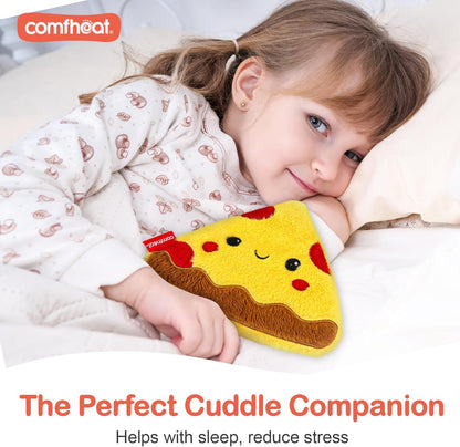 Pizza Slice Microwave Heating Pad - Hot & Cold Therapy with Natural Flaxseed Filling, Moist Heat for Pain Relief of Abodomen, Shoulder, Removable Washable Cover, Unscented Natural Heat Pack