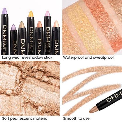 evpct 4Pcs Cream Eye Shadow Brightener Sticks Set for Eyes, Light Khaki Bronze Desert Beige Gold Shimmer Metallic Eyeshadow Pencil Applicator Stick Palette Makeup Waterproof sombras en crema para ojos