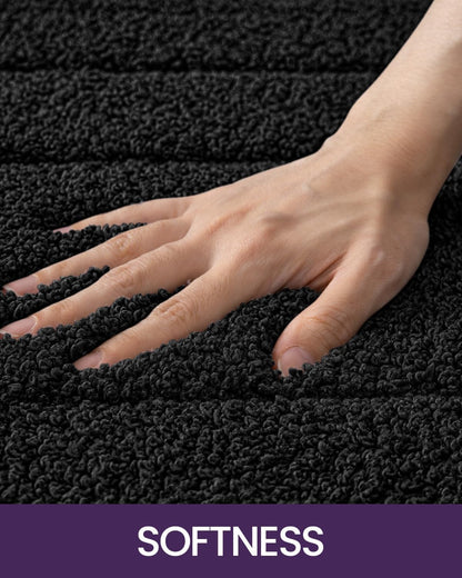 DEXI Bathroom Rug 36x24, Non Slip Washable Bath Mat for Shower Floor, Absorbent Soft Bathmat with Rubber Backing, Quick Dry Microfiber Carpet, Black