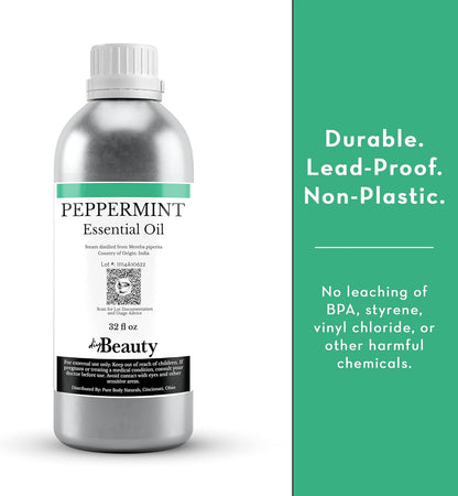 Bulk Peppermint Essential Oil - Large Size 32 fl oz Bottle - 100% Pure and Undiluted Therapeutic Grade Mentha Piperita - Concentrated Extract