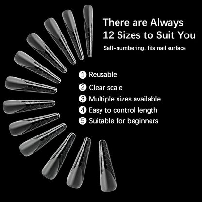 120 Pcs Dual Nail Forms 12 Sizes Half Matte Extension Poly Nail Gel Full Cover Nail Molds With Scale Builder Coffin Nail for Gel Manicure Nail Art Design Salon DIY at Home